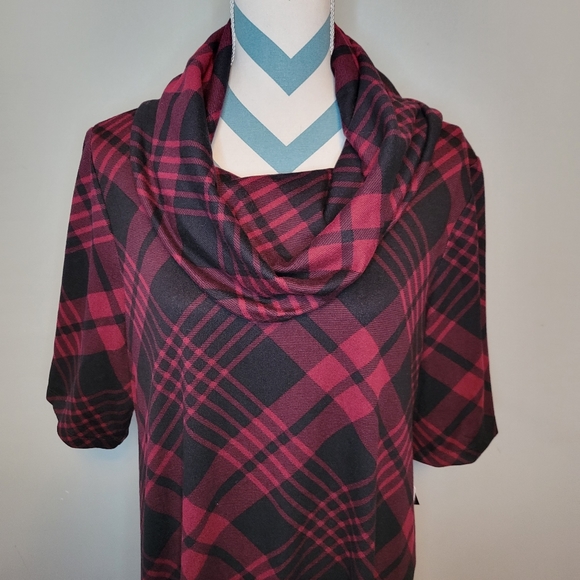 Sandra Darren Plaid Print Cowl Neck Dress Size 2X NWT - Picture 4 of 12